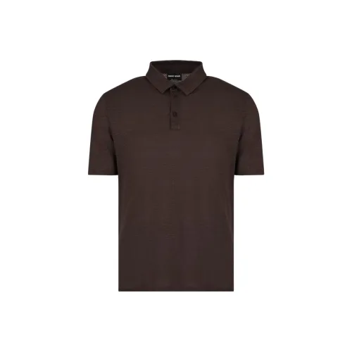 GIORGIO ARMANI Коричневая мужская поло рубашка
