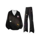 Чёрный поло + чёрные брюки-слаксы