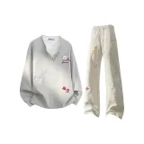 Фотиния Серый Поло + Светлый Хаки Повседневные Штаны