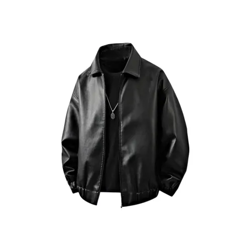 BUSINE; Черный унисекс кожаные куртки