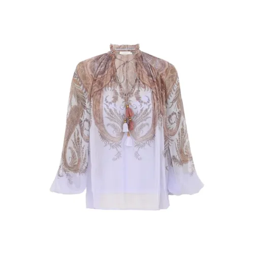 Zimmermann Сиреневый Розовый Цветочный Женские Рубашки