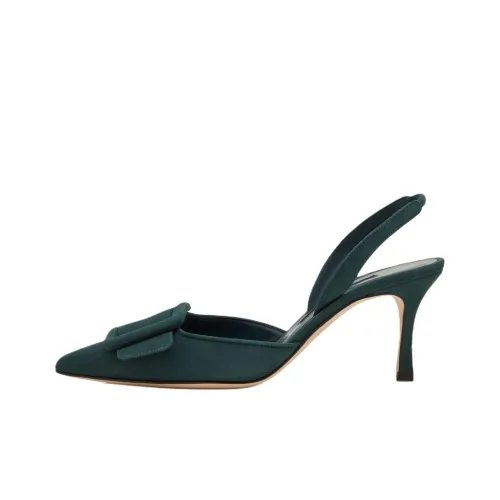 MANOLO BLAHNIK Maysli Узкий каблук Высокие каблуки 7 см Женские Темно-зеленый