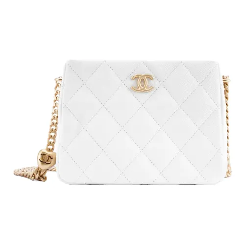 CHANEL 23P SS Коровья кожа с тиснением сумка-хобо маленькая квадратная сумка сумка через плечо маленькая унисекс белый