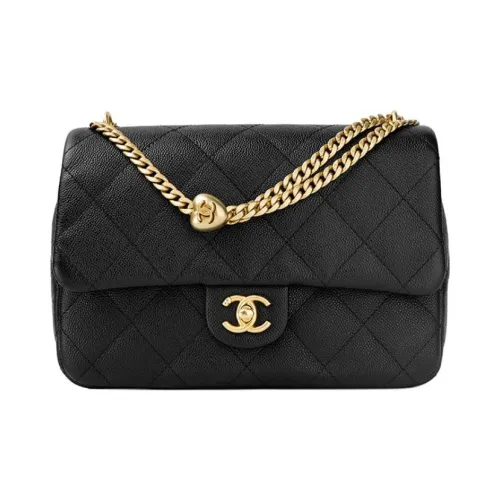 CHANEL С рельефом Тисненый Коровья кожа Сумка с клапаном Сумка через плечо Большая Женская Черная