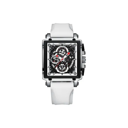 CRRJU Кварцевый механизм силиконовый ремешок мужские часы циферблат с открытым механизмом