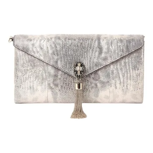 BVLGARI Змеиная кожа Клатч Стандартный Женский Светло-Серебристый Серый