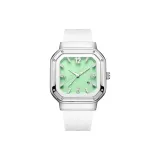 Зеленый циферблат, белый корпус, белый ремешок