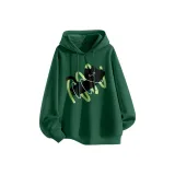 [Loose Fit Cotton Soft Comfortable] Forest Green (MZ Green Line Black Cat Central Logo)  
[Свободный крой Хлопок Мягкий Удобный] Лесной зеленый (MZ Зеленая линия Черный кот Центральный логотип)