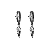 Серьги-кольца с цирконием, черный, 1 пара