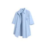 [Ледяной шелк, быстросохнущий] Светло-синий (Лунный свет, кит, логотип на груди)