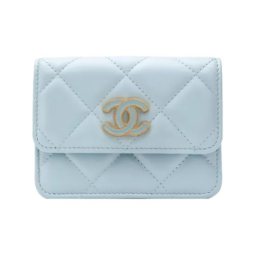 CHANEL Lambskin Mini Crossbody Bag Shoulder Bag Women's Lake Blue