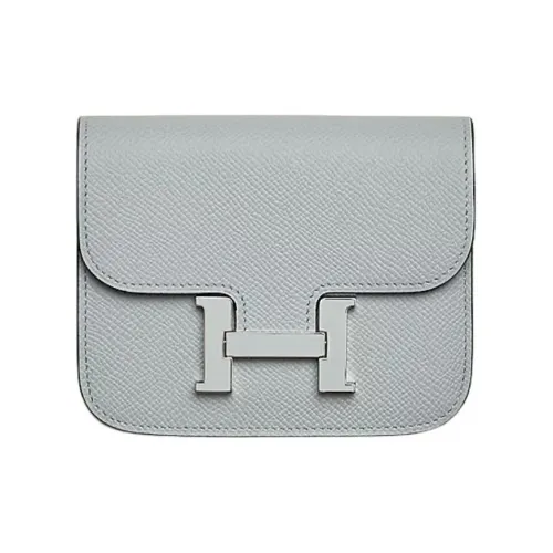 HERMES Constance Slim Epsom Телячья кожа Монета Кошелек Кошелек Женские Ледниково-голубой