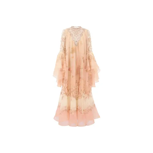 Zimmermann FW25 Длинное платье с длинными рукавами женское