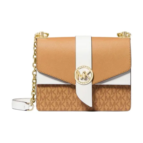 MICHAEL KORS Greenwich Artificial Leather Crossbody Bag Small Women's Brown White MICHAEL KORS Greenwich Искусственная кожа Сумка через плечо Маленькая Женская Коричневая и Белая