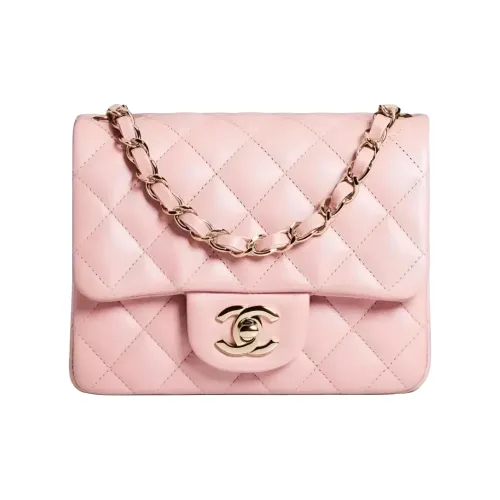 CHANEL Sheepskin Mini Square Flap Bag Flap Bag Crossbody Mini Women's Pink