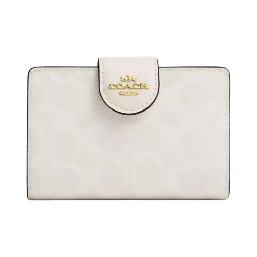 COACH Corner ZipSignature Покрытый холст Кошелек Средний Женская Белый