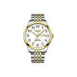 Золотой белый циферблат, стальной браслет.