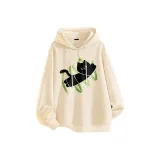 [Loose Fit Cotton Soft Comfortable] Светлый Бежевый (Mz Зеленый Линия Черный Кот Центральный Логотип)