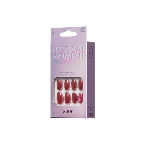 KISS NEW YORK Таинственный Moment Private Party False Nail Oval Red Solid Color Shimmer