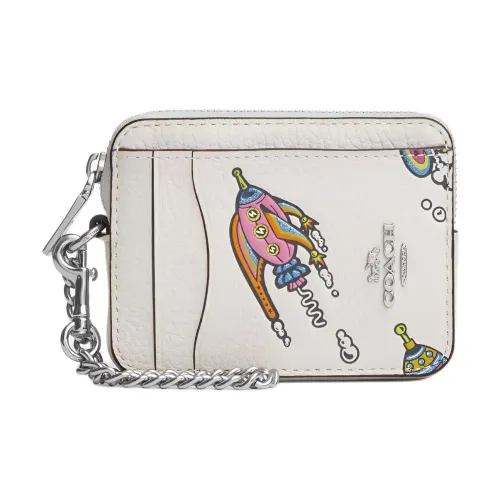 COACH Зернистая кожа личи кожа держатель для карт мини женский мел