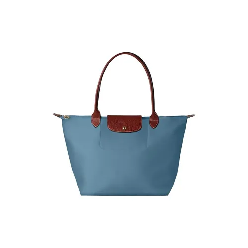 LONGCHAMP Le Pliage Коровья кожа Пэчворк Холст Одно плечо Сумка Большая Женская Утиный синий