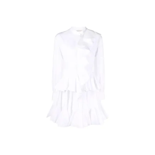 Alexander McQueen Белые Женские Длинные Платья с Длинными Рукавами