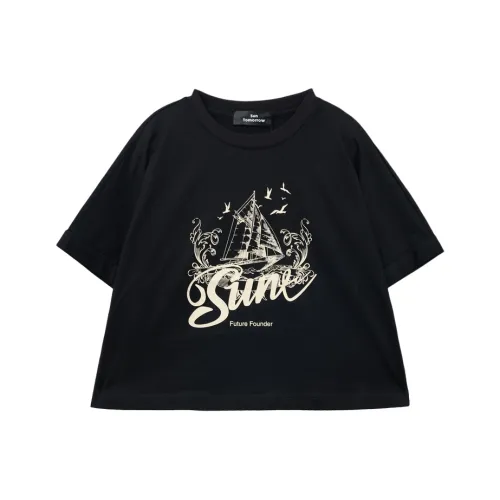 SUNTOMORROW T-рубашка 2025 Лето Розовый Бежевый Верблюжий Черный Подростки