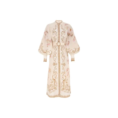 Zimmermann FW25 Длинное платье с длинными рукавами женское