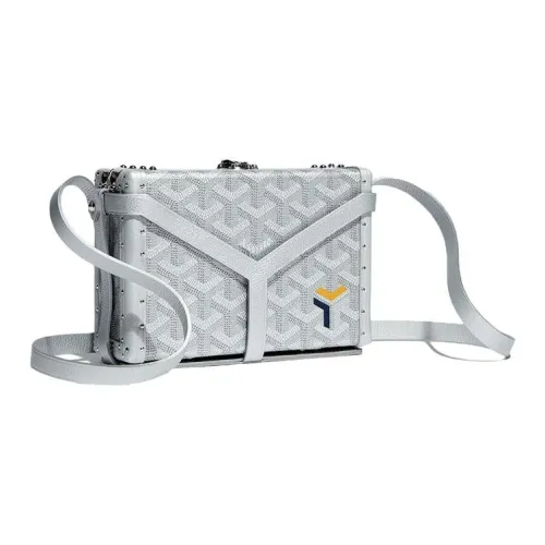 GOYARD Minaudière Trunk Холст и Кожа Клатч Унисекс Серебряный