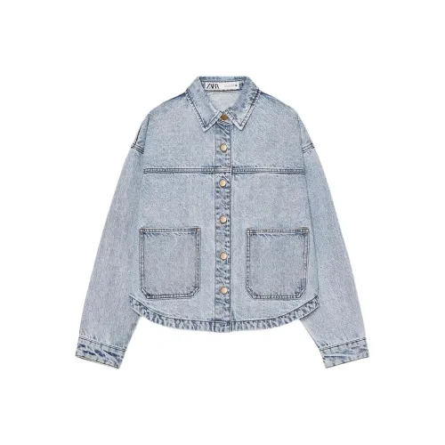 ZARA Светло-синие женские джинсовые куртки
