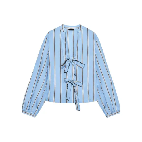 ZARA Песочный/Синий Женские Рубашки