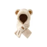 Бежевые серьги в форме сердца с кожаной подвеской