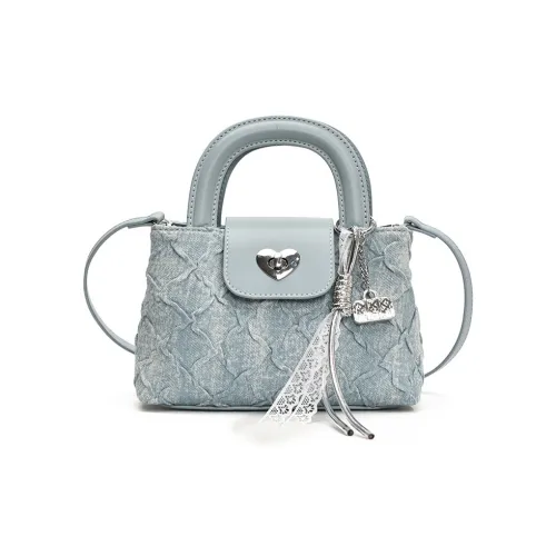 NOMK ПУ (полиуретан) Сумка через плечо Стандартная Женская Синяя Серебряная