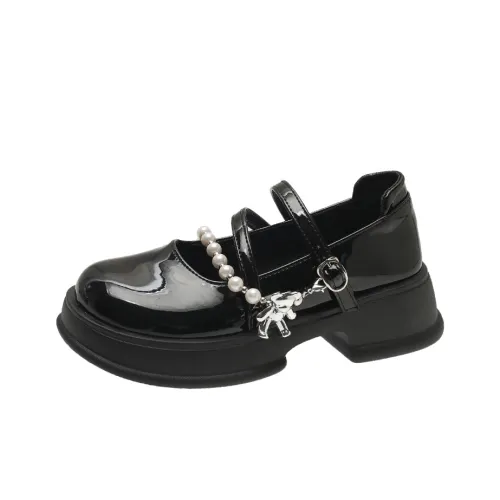 Wuji Грубый каблук Туфли Мэри Джейн Женские Черный