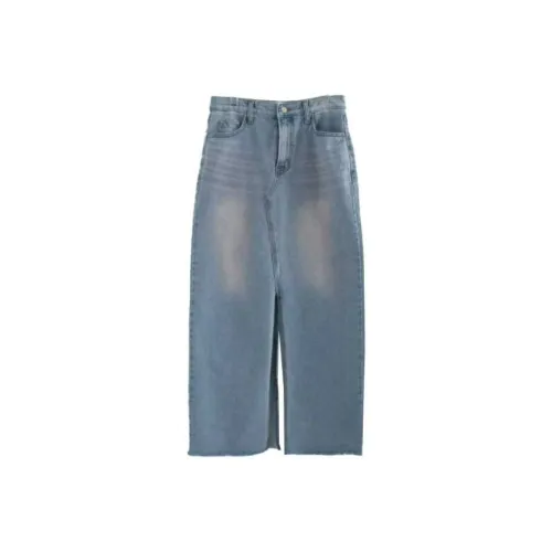 LOWEAR Джинсовые длинные юбки среднего синего цвета для женщин