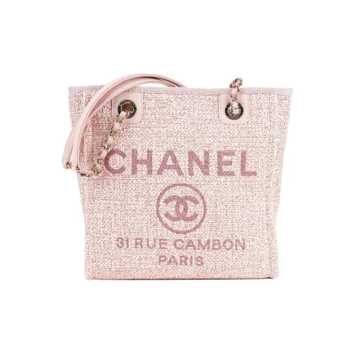 CHANEL Холст BEACH BAG Тоут Сумка Сумка для покупок Сумка через плечо Сумка Женская Розовая