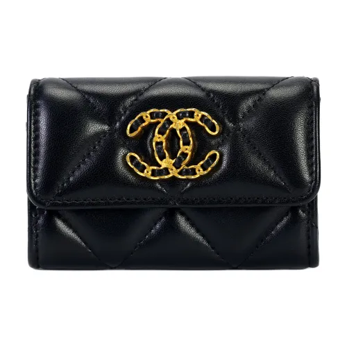 CHANEL 19Bag Lambskin Кожаный кошелек для карт Кошелек для карт Женский Черный