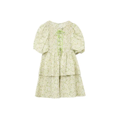 SUNTOMORROW Платье 2025 Летняя одежда Зеленый Подростки