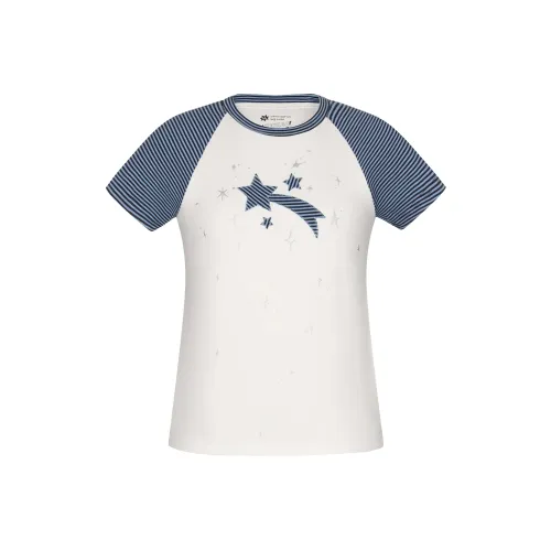 MeiHaoStore Синий с Белым Lettering Унисекс T-рубашки