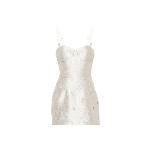 Elisabetta Franchi SS24 Slip Платье Женское Светлый Бежевый