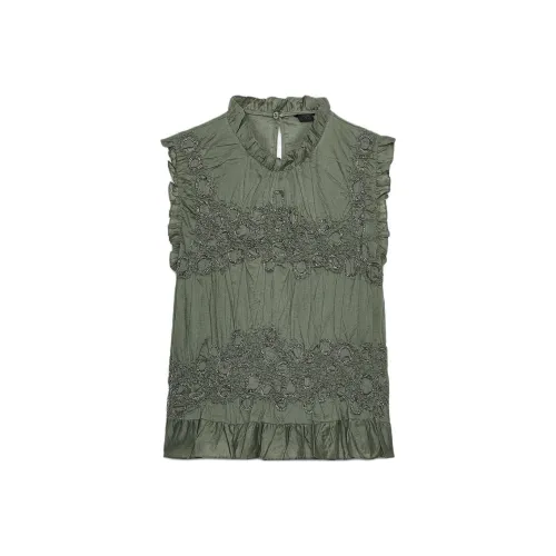 ZARA ZW Series Серый Зеленый Женский Рубашка