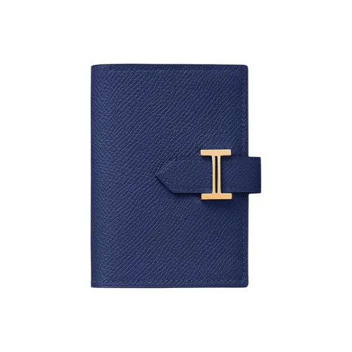 HERMES Bearn Epsom Телячья кожа Держатель для карт Женские 73 BLEU Saphir Сапфир Синий
