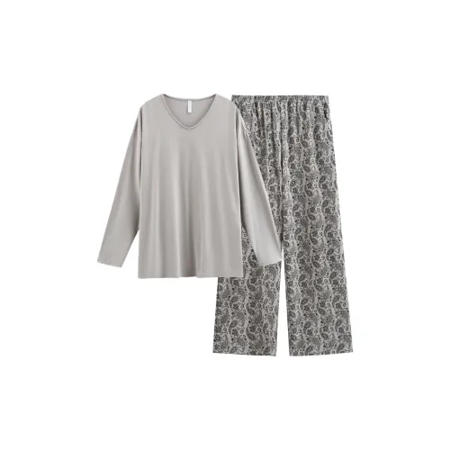 Same Language Пижамный комплект Женские Матовый Серый Богемный Цветочный
