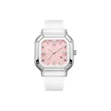 Розовый циферблат, белый корпус, белый ремешок