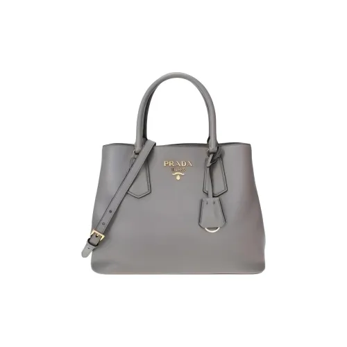 PRADA Телячья кожа Тоут Сумка Сумка для покупок Сумка на плечо Сумка Обычная Женская Серого цвета