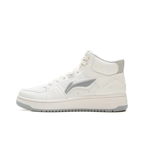 LINING Tianji HI Противоскользящие Устойчивые к износу MID Топ Скейтборд Кроссовки Женские Белые Серые