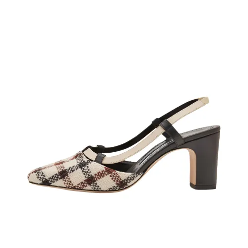 MANOLO BLAHNIK Vestal Грубый каблук Высокие каблуки 7 см Женские Бежевый