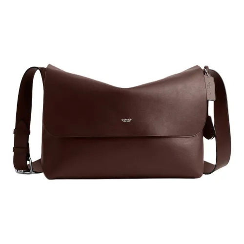 COACH Коровья кожа Курьерская сумка Сумка на плечо Большая унисекс Кленовый Коричневый