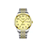 Золотой циферблат, стальной браслет