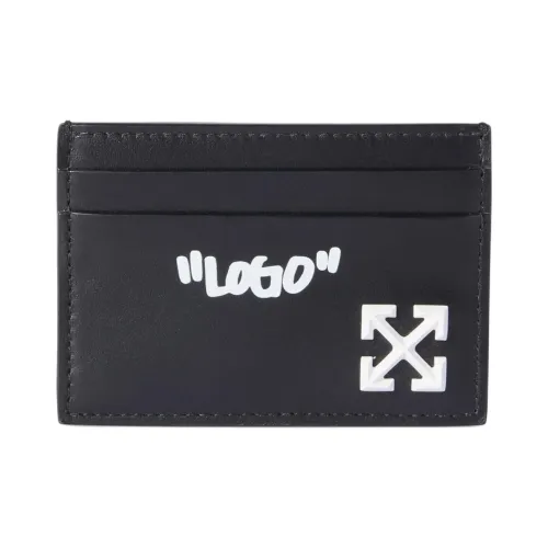 OFF Белый Телячья кожа Держатель для карт Мужской Черный